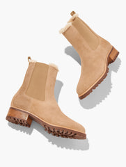 BLACK|LIGHT TOFFEE WAVERLY SUEDE ANKLE BOOTS | Talbots sale