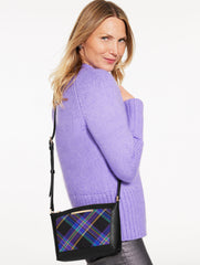 BLACK MULTI DARCY PEBBLE LEATHER CROSSBODY BAG - WISHFUL PLAID | Talbots US