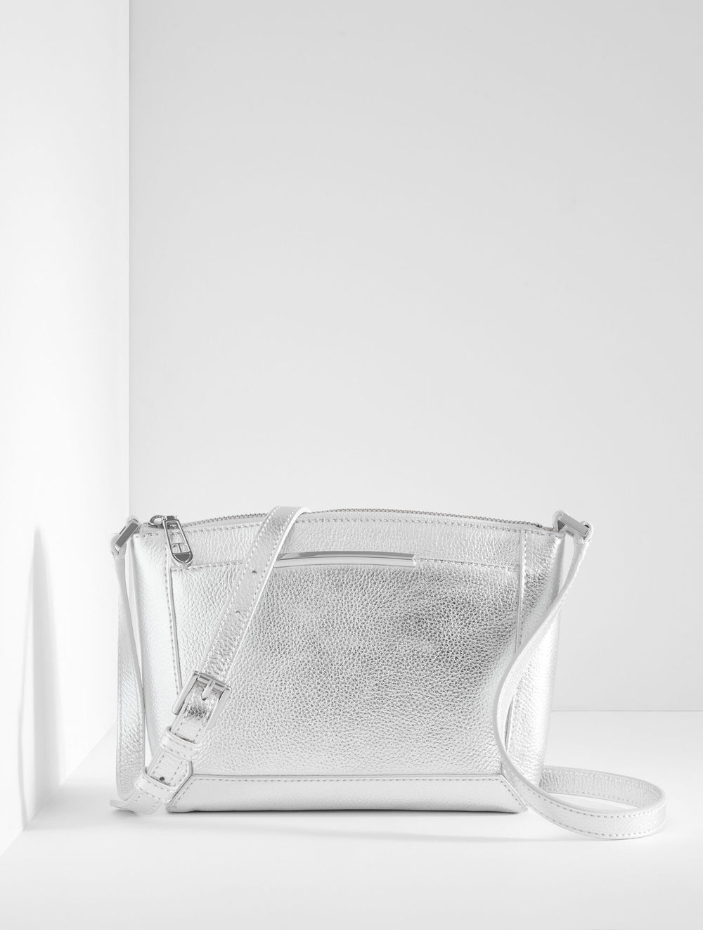 SILVER DARCY METALLIC PEBBLE LEATHER CROSSBODY BAG - METALLIC | Talbots near me