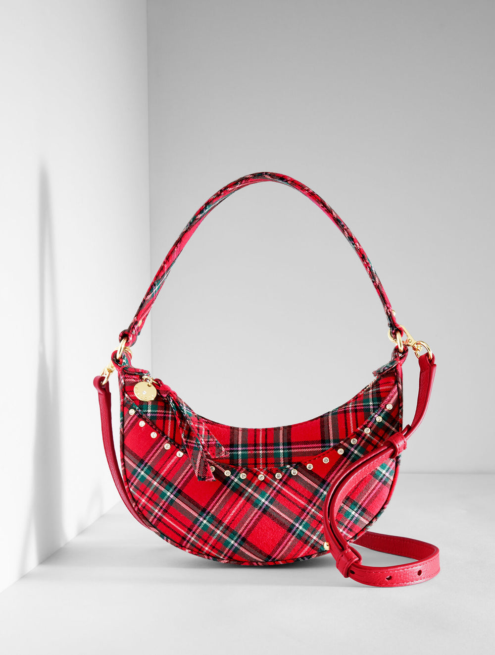 RED POP MULTI CIDER PLAID CRESCENT BAG | Talbots online