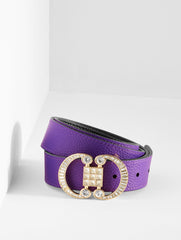 BLACK/BRILLIANT PURPLE REVERSIBLE CRYSTAL PEBBLE LEATHER BELT | Talbots near me