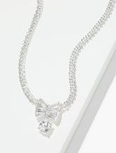 CRYSTAL/SHINY SILVER EMBELLISHED PENDANT NECKLACE | Talbots on sale
