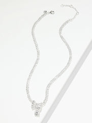CRYSTAL/SHINY SILVER EMBELLISHED PENDANT NECKLACE | Talbots on sale