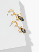 GREY CRYSTAL/GOLD CHAIN & STONE STATEMENT EARRINGS | Talbots discount