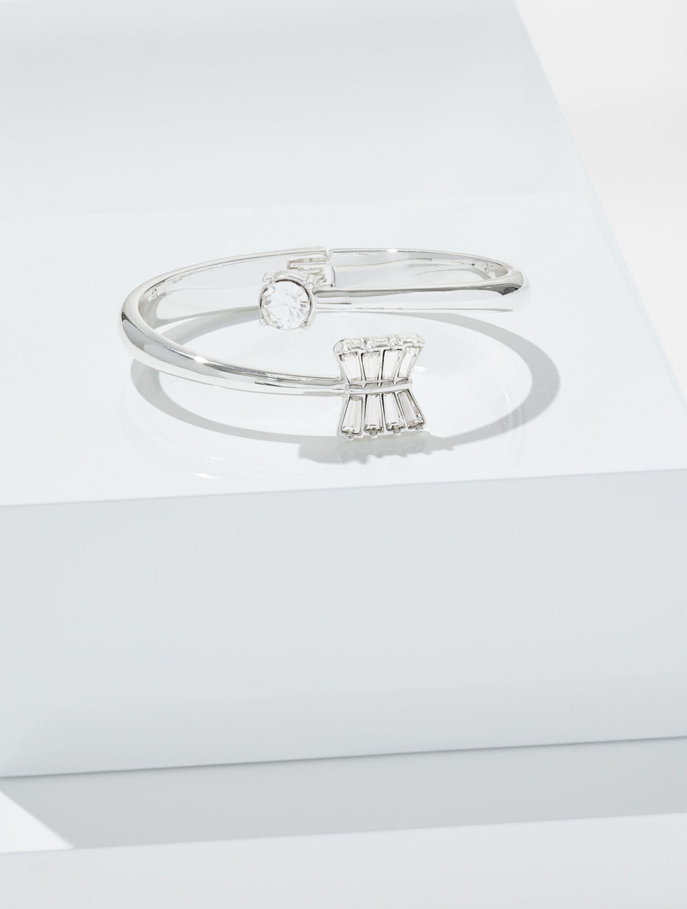 CRYSTAL/SHINY SILVER EMBELLISHED HINGE BRACELET | Talbots outlet