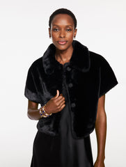 BLACK FAUX FUR CAPELET | Talbots online