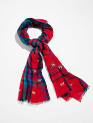 RED POP MULTI WISHFUL PLAID OBLONG SCARF | Talbots sale