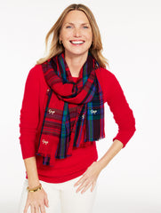 RED POP MULTI WISHFUL PLAID OBLONG SCARF | Talbots online