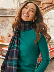 INDIGO MULTI CASHMERE WATERWEAVE SCARF - MIDNIGHT PLAID | Talbots on sale