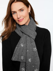 IVORY|SHADOW HEATHER SNOWFLAKE EMBELLISHED SOFT KNIT SCARF | Talbots US