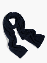 INDIGO BLUE|RED POP SOFT CABLE KNIT SCARF | Talbots US
