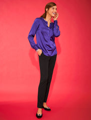 BRILLIANT PURPLE SOFT SATIN CHARMEUSE TOP | Talbots sale