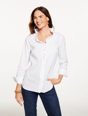 RED POP|WHITE RUFFLE NON-IRON SHIRT | Talbots near me