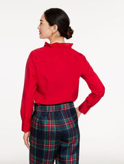 RED POP|WHITE RUFFLE NON-IRON SHIRT | Talbots near me