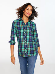 INDIA INK MULTI METALLIC MODERN CLASSIC SHIRT - CHEERFUL PLAID | Talbots discount