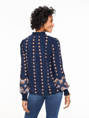 INDIA INK MULTI RUFFLE TOP - SCALLOP MEDALLION | Talbots discount