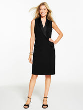 BLACK POLISHED CREPE BLAZER DRESS | Talbots US