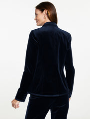 INDIGO BLUE|RICH BURGUNDY TIPPED VELVETEEN BLAZER | Talbots online