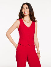 RED POP POLISHED CREPE VEST | Talbots for sale