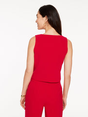RED POP POLISHED CREPE VEST | Talbots discount