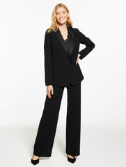 BLACK POLISHED CREPE SHAWL COLLAR BLAZER | Talbots for sale