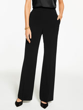 BLACK|RED POP WIDE LEG POLISHED CREPE PANTS | Talbots for sale