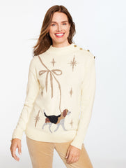 IVORY/GOLD MULTI MOCKNECK SWEATER - DELIGHTFUL DOG | Talbots sale