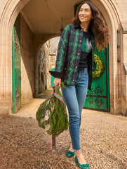 INDIGO MULTI TREE CREWNECK PULLOVER | Talbots online