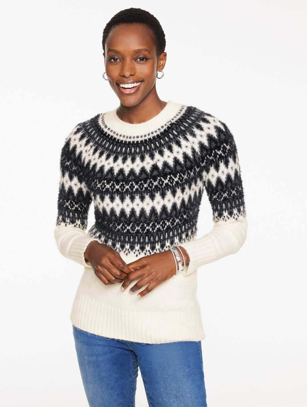 GREY SKY HEATHER MULTI|IVORY MULTI CREWNECK SWEATER - PERSIAN FAIR ISLE | Talbots US