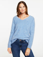 GREY SKY HEATHER|LIGHT MOONLIGHT HEATHER BRUSHED CASHMERE V-NECK SWEATER | Talbots near me