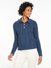 IVORY|LAKESIDE BLUE HEATHER|LAZULITE HEATHER|SESAME HEATHER JOHNNY COLLAR PULLOVER | Talbots near me