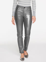 PEWTER METALLIC FOIL SLIM ANKLE JEANS - PEWTER FOIL | Talbots outlet