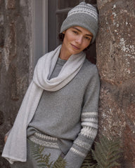 BEND FAIRISLE FOG HTHR ORGANIC COTTON BLEND NOSTALGIC FAIR ISLE CREWNECK SWEATER | Talbots outlet