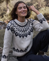 FULL MOON/NIGHTFALL HTHR ORGANIC COTTON BLEND JUNEAU FAIR ISLE CREWNECK SWEATER | Talbots online