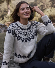 FULL MOON/NIGHTFALL HTHR ORGANIC COTTON BLEND JUNEAU FAIR ISLE CREWNECK SWEATER | Talbots online