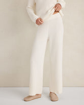 IVORY ORGANIC COTTON CASHMERE WAFFLE WIDE LEG PANTS | Talbots sale