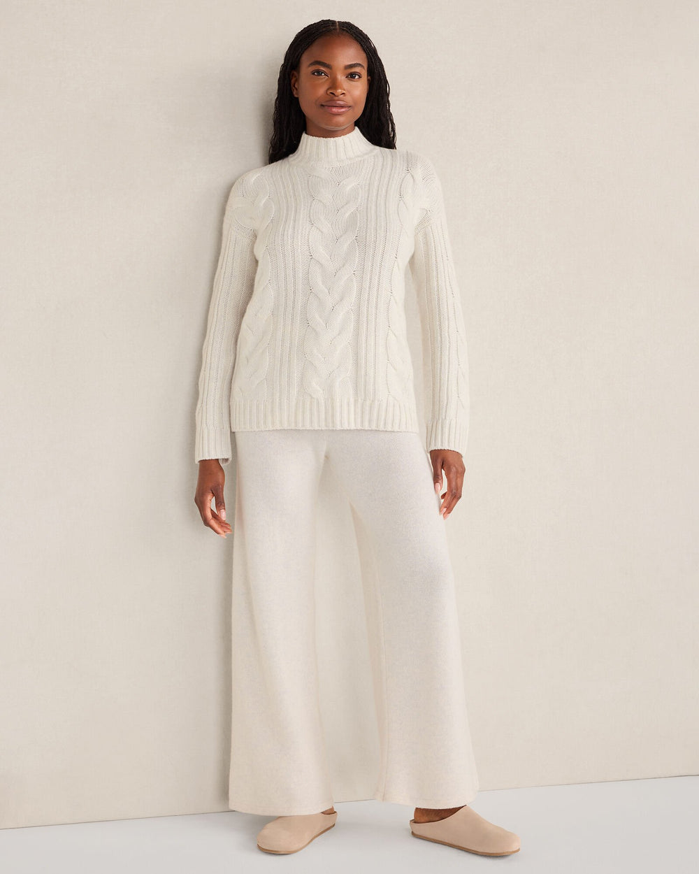 DRIFTWOOD HTHR|FULL MOON HTHR|HUNTER HTHR|SEA MIST HEATHER CASHMERE CABLE MOCKNECK SWEATER | Talbots online