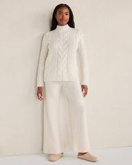DRIFTWOOD HTHR|FULL MOON HTHR|HUNTER HTHR|SEA MIST HEATHER CASHMERE CABLE MOCKNECK SWEATER | Talbots online