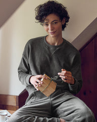 CHANTRELLE|GLACIER FROST|RAINFALL CORDED VELOUR CREWNECK PULLOVER | Talbots discount