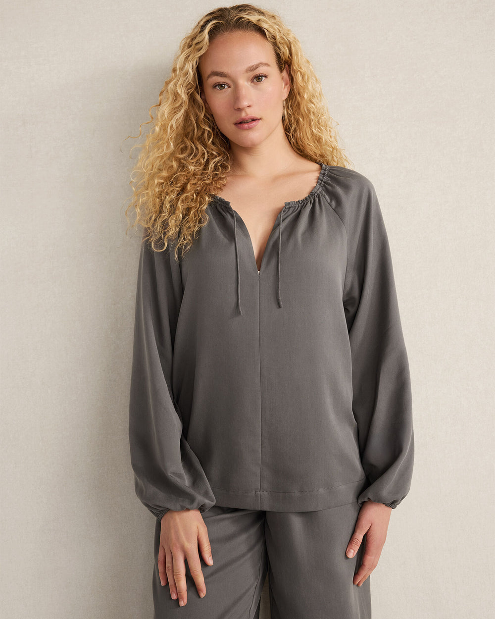 FULL MOON|RAINFALL WASHED SPLIT NECK TOP | Talbots for sale