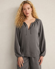 FULL MOON|RAINFALL WASHED SPLIT NECK TOP | Talbots for sale