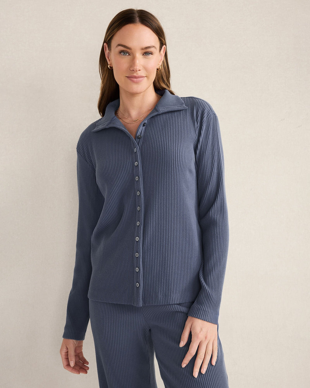 NIGHTENGALE|NORTH SEA OTTOMAN RIB BUTTON-FRONT TOP | Talbots discount
