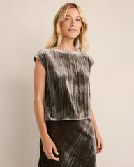 BURNT TOFFEE TEXTURED VELVET TOP | Talbots online