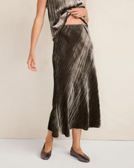 BURNT TOFFEE TEXTURED VELVET MAXI SKIRT | Talbots for sale