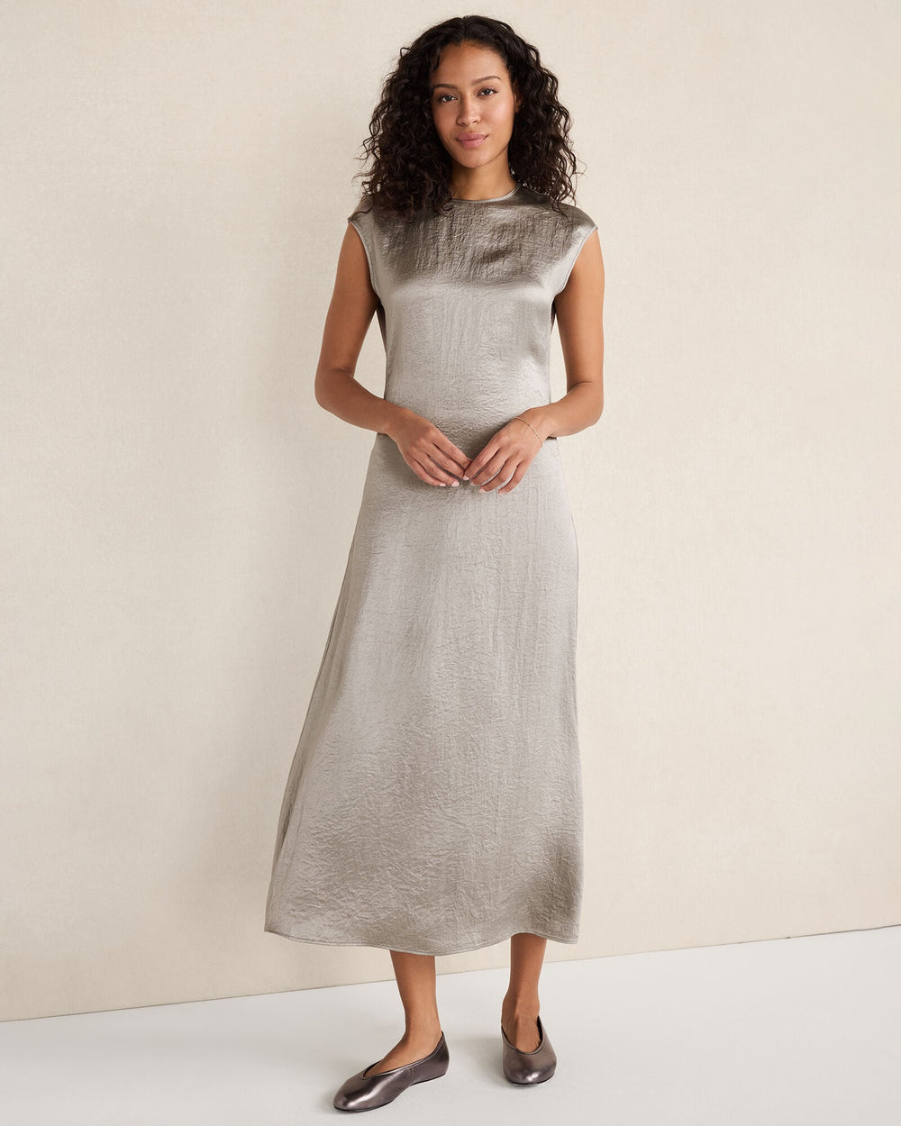 NIGHTENGALE LUXE CRINKLE SHINE MIDI DRESS | Talbots near me