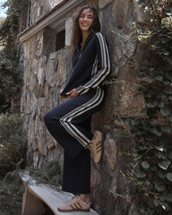 NIGHTFALL/FULL MOON SPORTY STRIPE HALF-ZIP PULLOVER | Talbots US