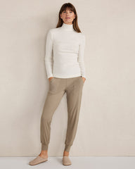FROST HTHR|IVORY|OYSTER SHELL HTHR ORGANIC COTTON MOCKNECK LONG SLEEVE TEE | Talbots on sale