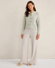RAINFALL|SEA MIST ORGANIC COTTON HORIZONTAL STITCH CARDIGAN | Talbots sale
