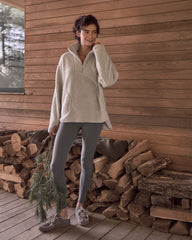 GREY MIST SHERPA HALF-ZIP MOCKNECK PULLOVER | Talbots for sale
