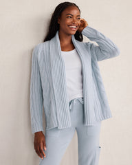 FULL MOON HTHR|SHORE CASHMERE CABLE OPEN FRONT CARDIGAN | Talbots sale